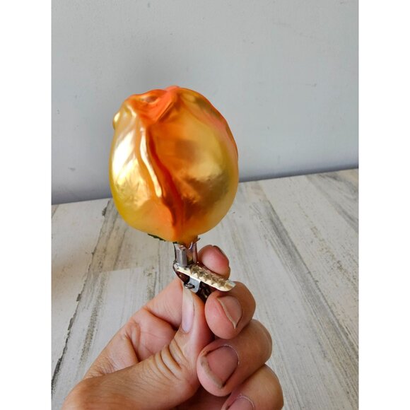 old world owc Clip Rose Orange glass Xmas tree vintage - Picture 3 of 8